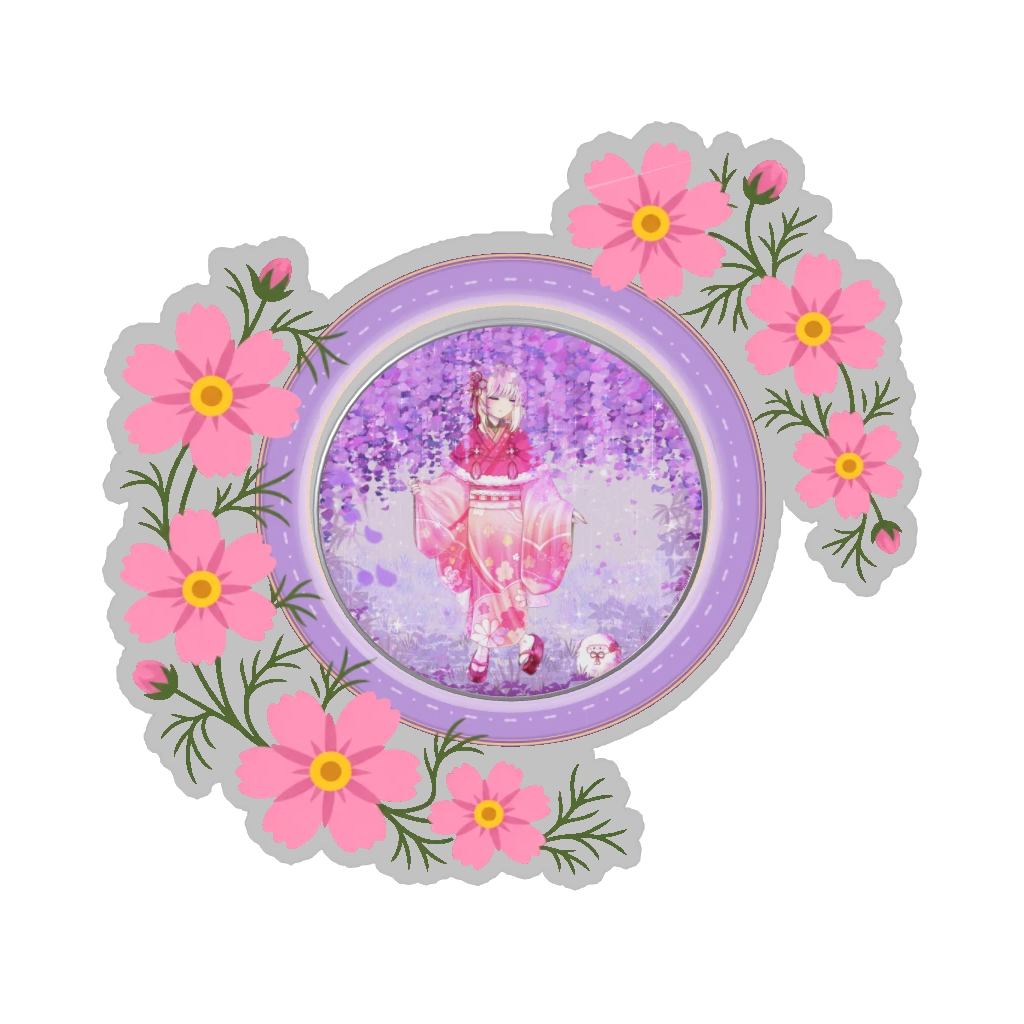 ひつじの缶バッジ推しと季節の花 10月・コスモス