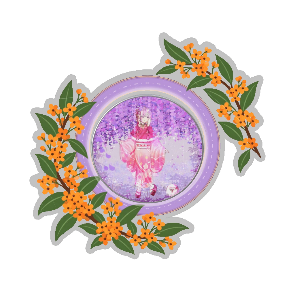ひつじの缶バッジ推しと季節の花 10月・金木犀