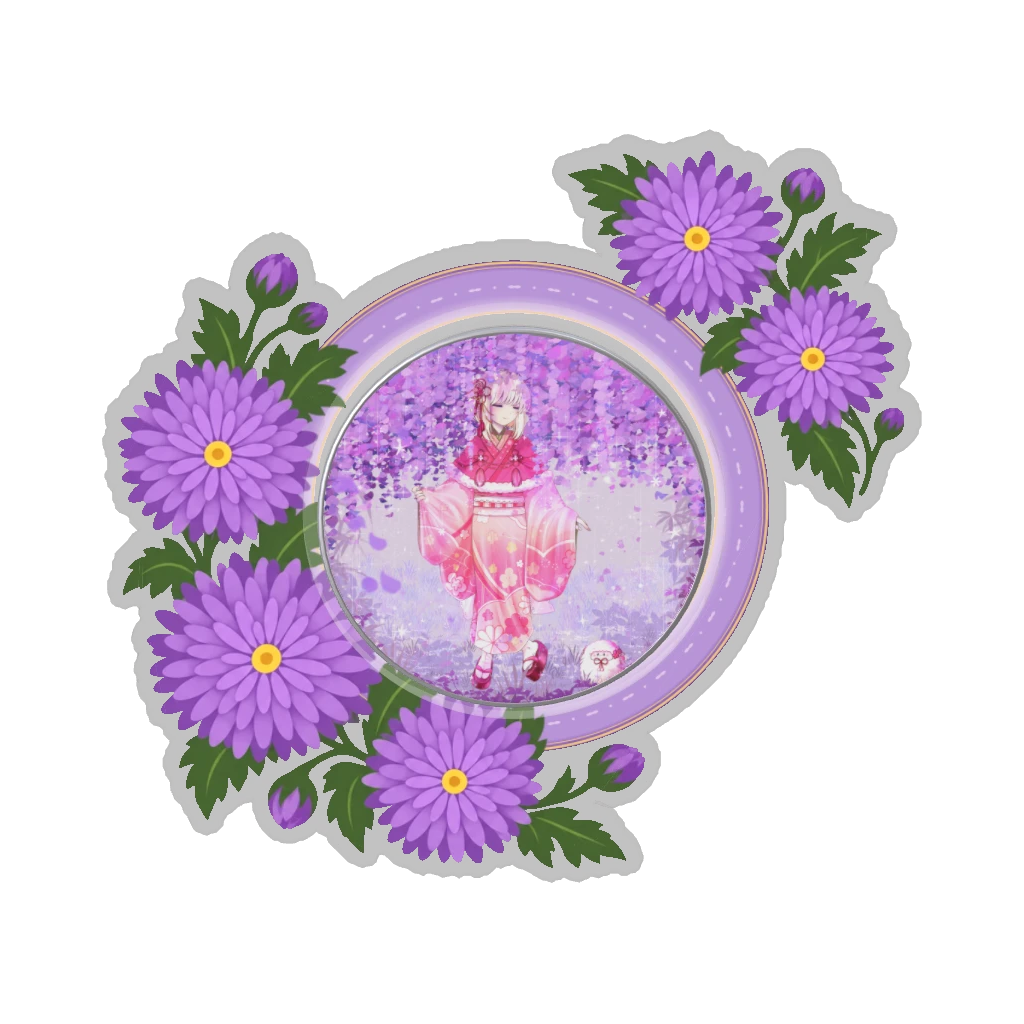 ひつじの缶バッジ推しと季節の花 11月・菊