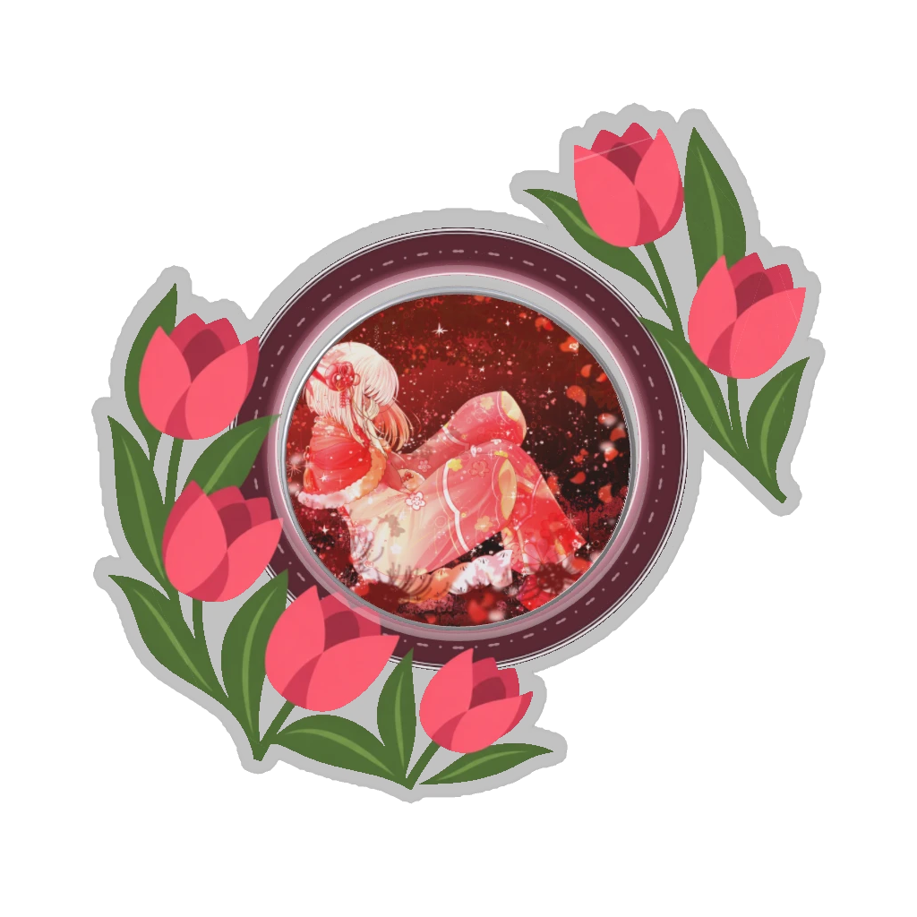 ひつじの缶バッジ推しと季節の花 4月・チューリップ