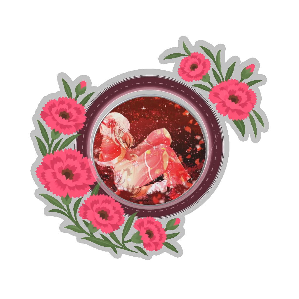 ひつじの缶バッジ推しと季節の花 5月・カーネーション