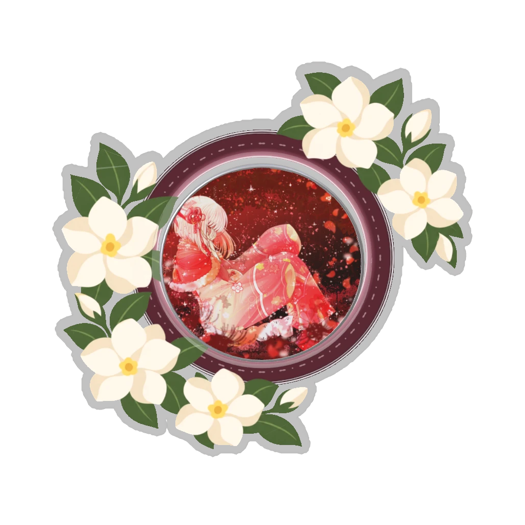 ひつじの缶バッジ推しと季節の花 6月・梔子