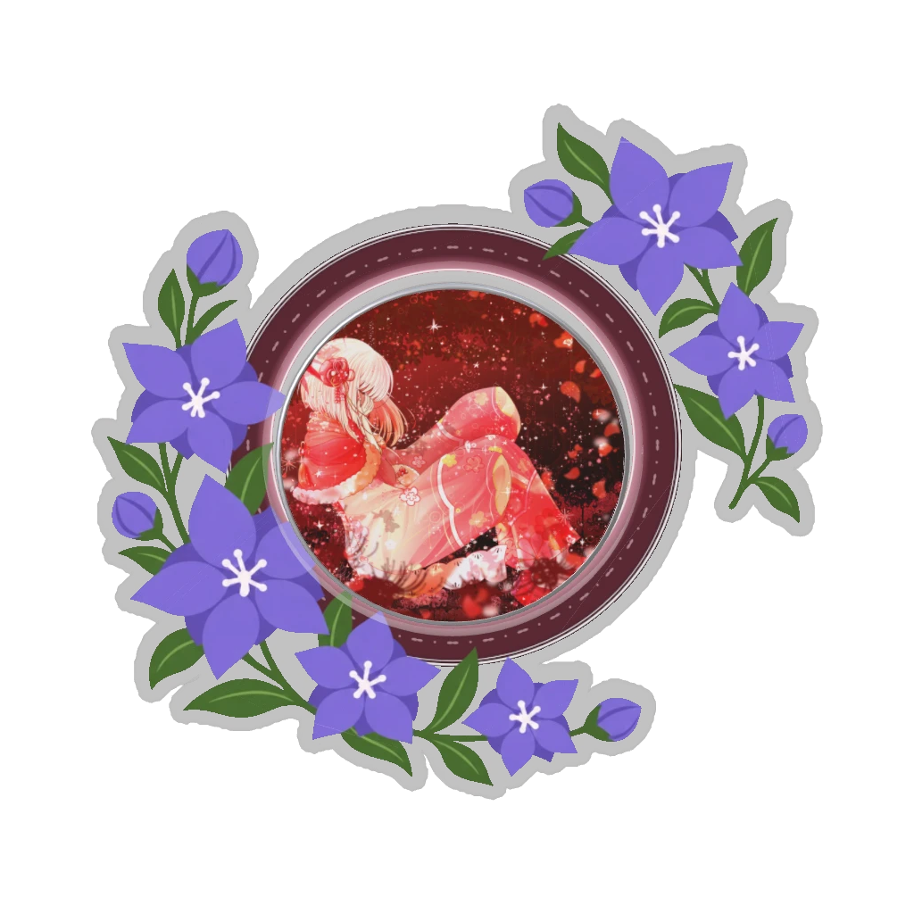 ひつじの缶バッジ推しと季節の花 9月・桔梗