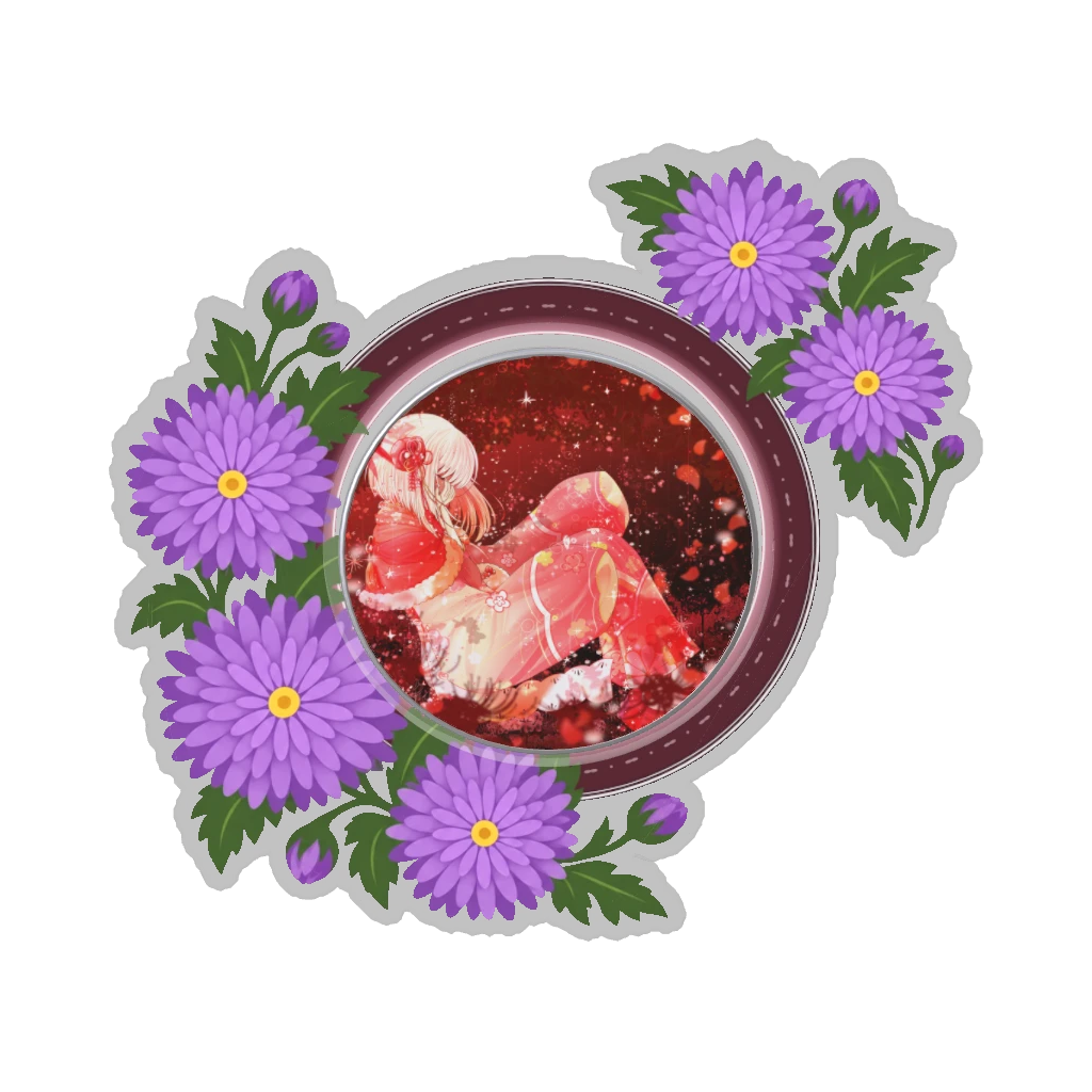 ひつじの缶バッジ推しと季節の花 11月・菊