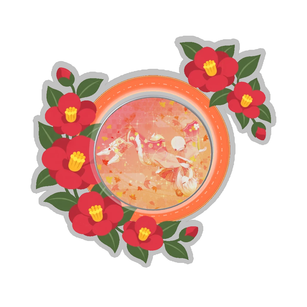 ひつじの缶バッジ推しと季節の花 1月・椿
