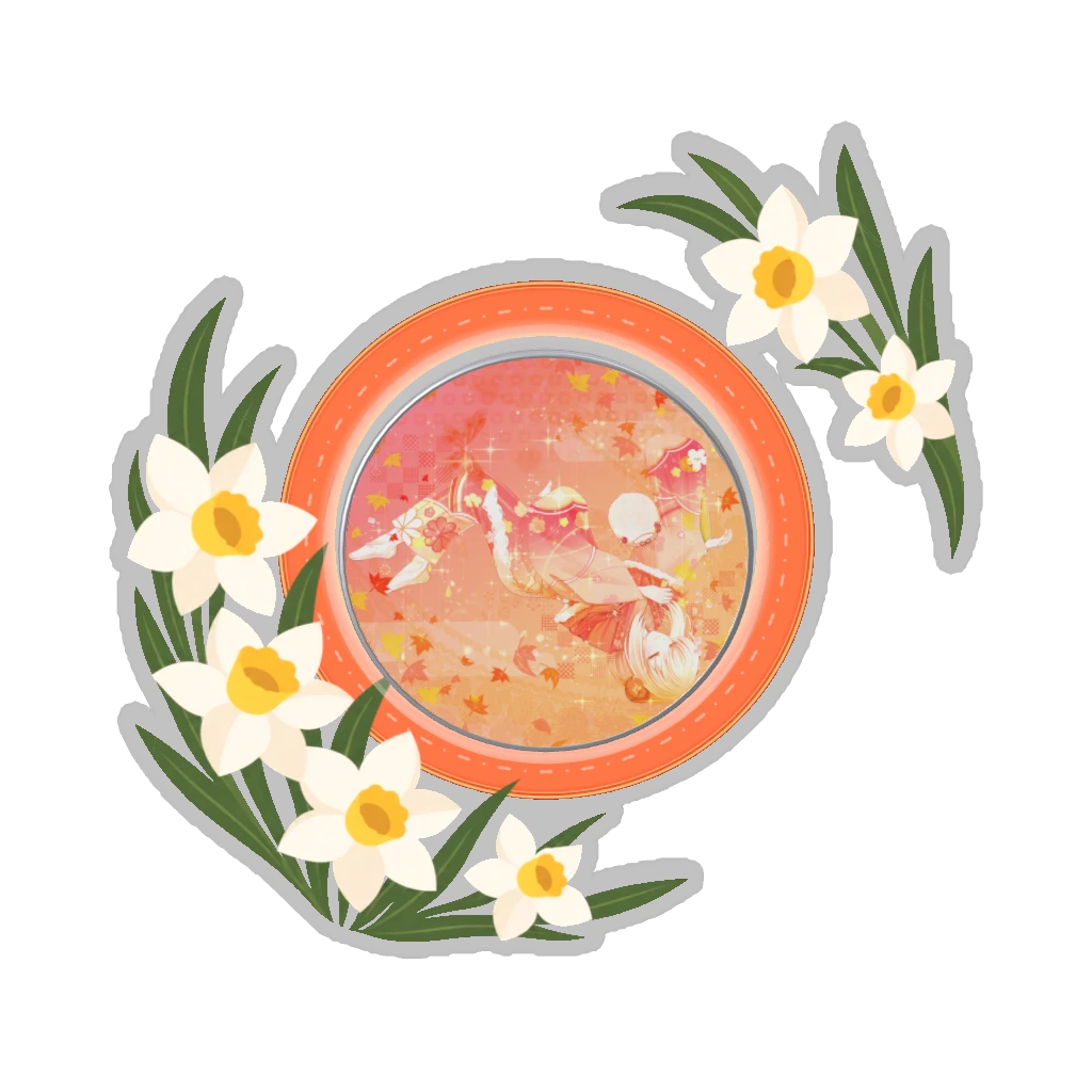 ひつじの缶バッジ推しと季節の花 1月・水仙
