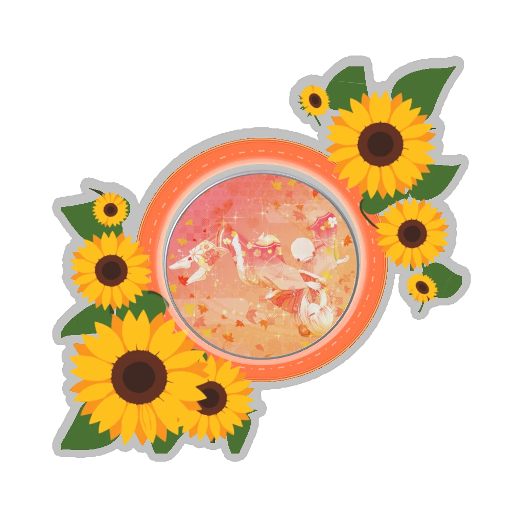 ひつじの缶バッジ推しと季節の花 7月・向日葵