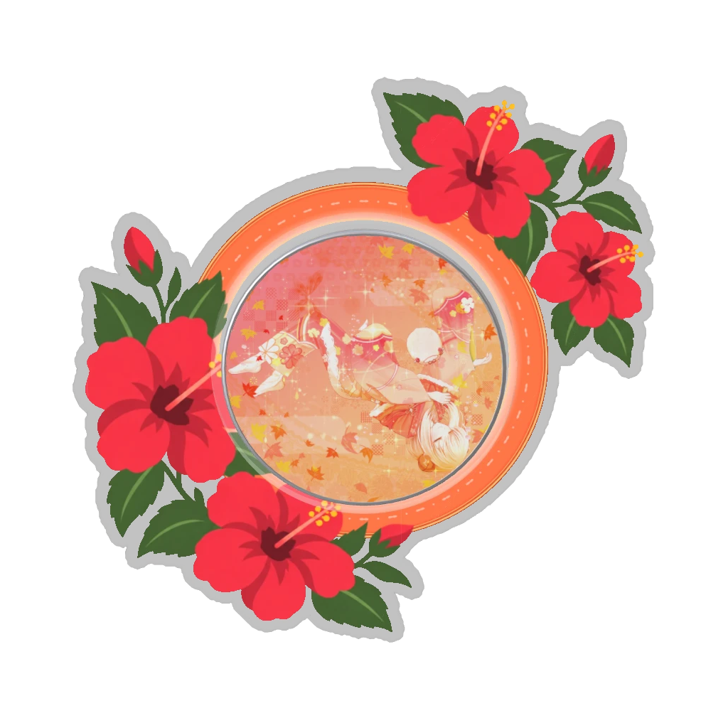 ひつじの缶バッジ推しと季節の花 8月・ハイビスカス