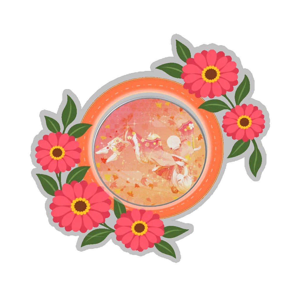 ひつじの缶バッジ推しと季節の花 8月・百日草