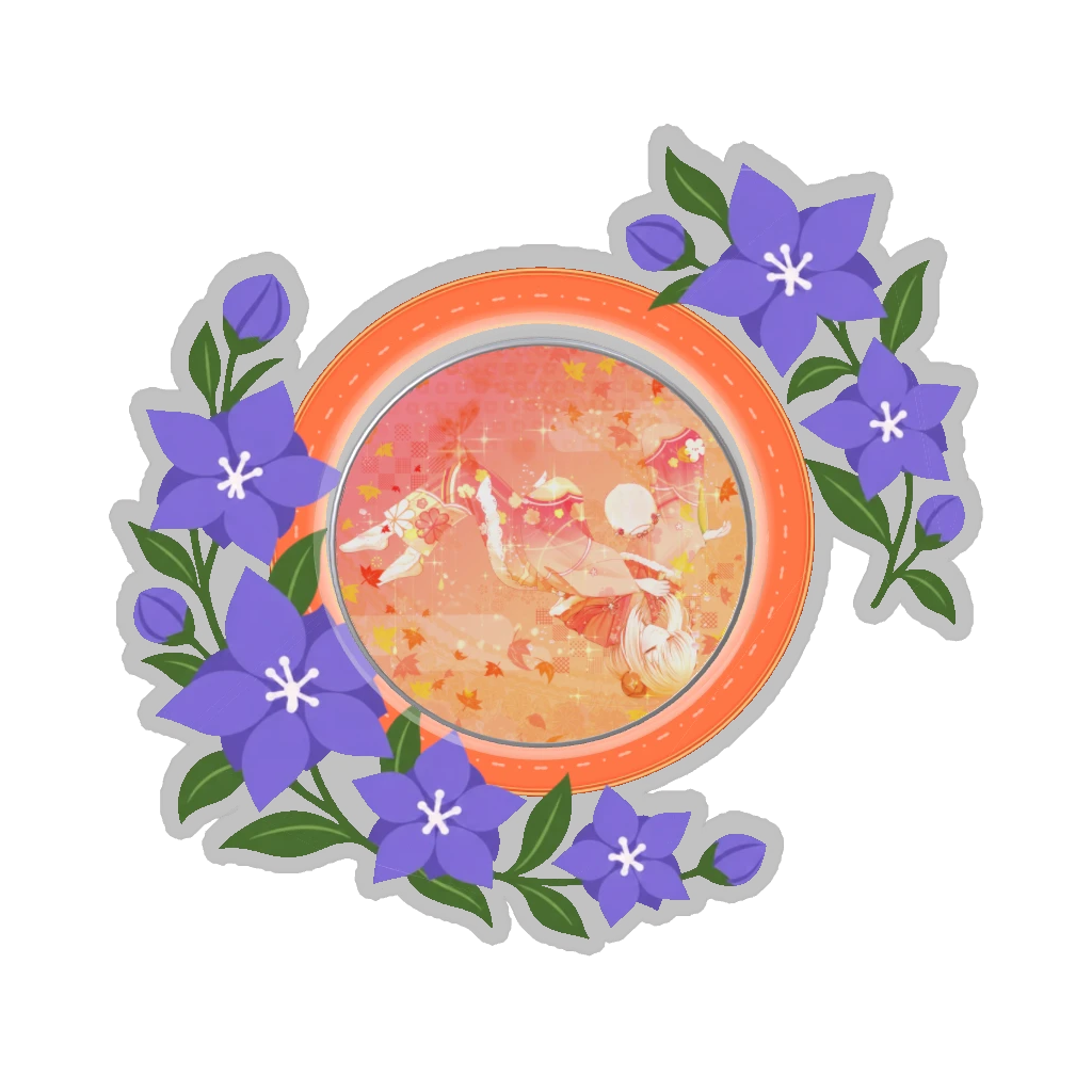 ひつじの缶バッジ推しと季節の花 9月・桔梗