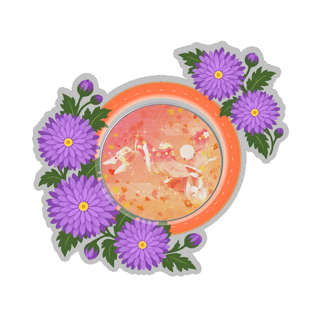 ひつじの缶バッジ推しと季節の花 11月・菊