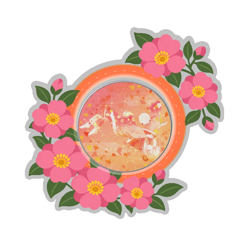 ひつじの缶バッジ推しと季節の花 11月・山茶花