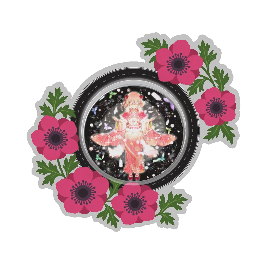 ひつじの缶バッジ推しと季節の花 2月・アネモネ