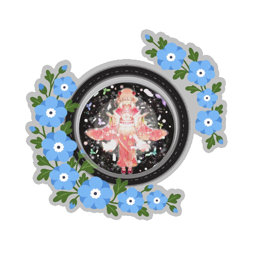ひつじの缶バッジ推しと季節の花 4月・ネモフィラ