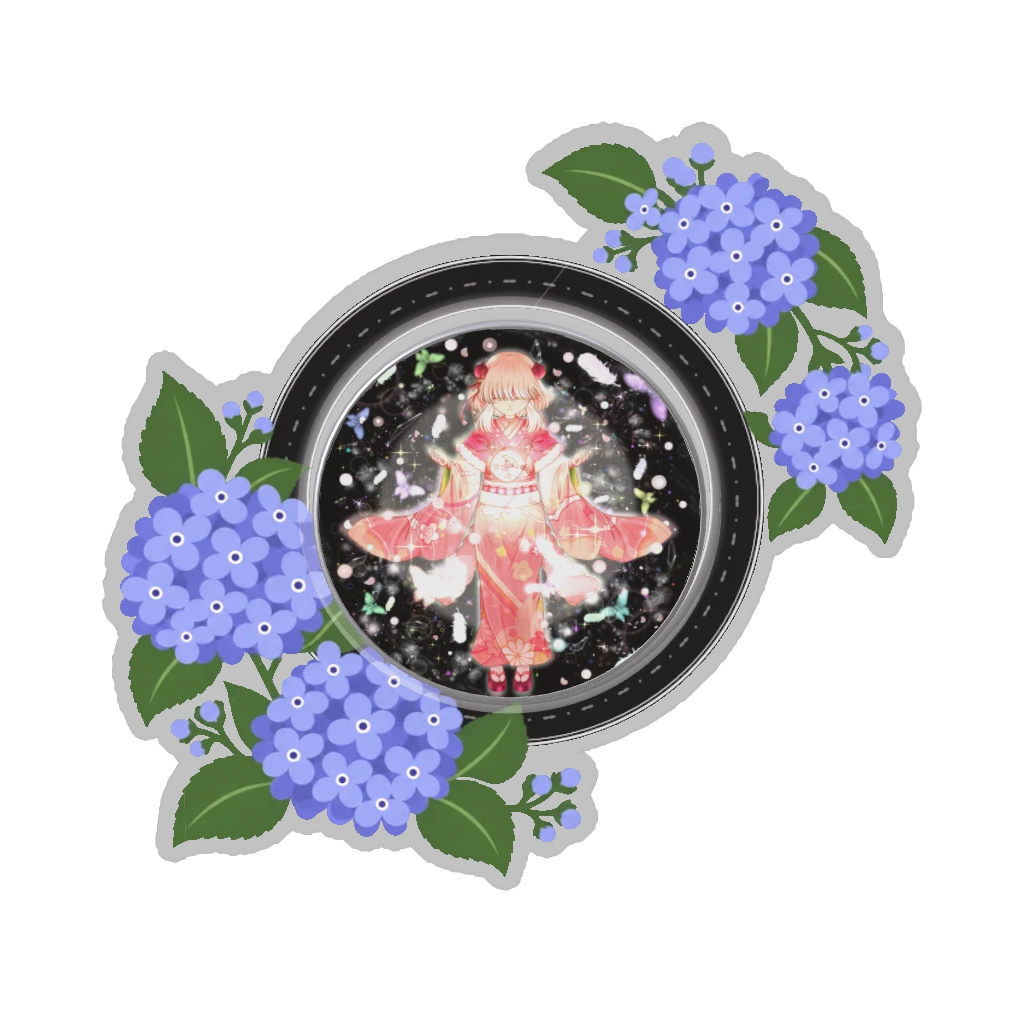 ひつじの缶バッジ推しと季節の花 6月・紫陽花
