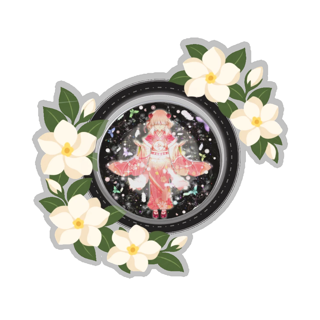 ひつじの缶バッジ推しと季節の花 6月・梔子