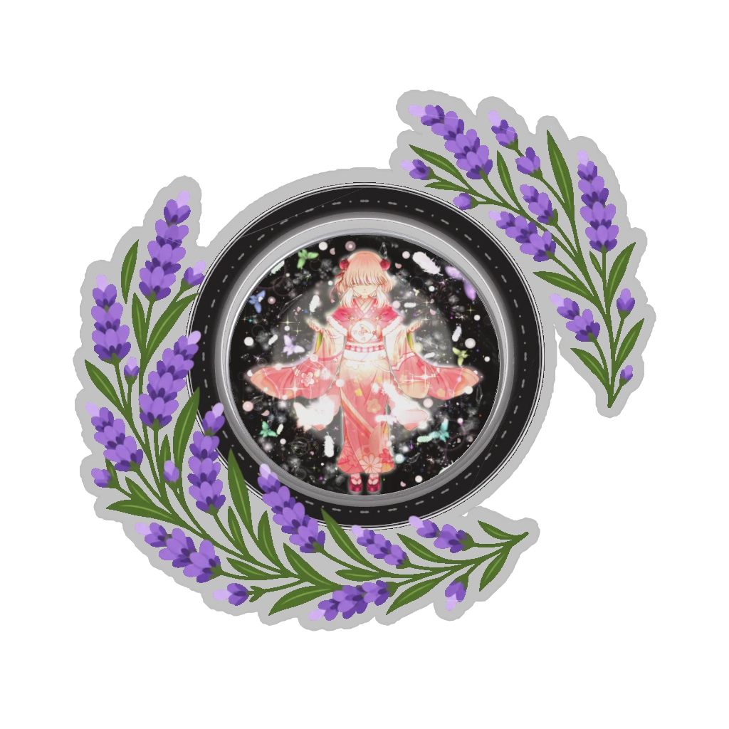 ひつじの缶バッジ推しと季節の花 7月・ラベンダー
