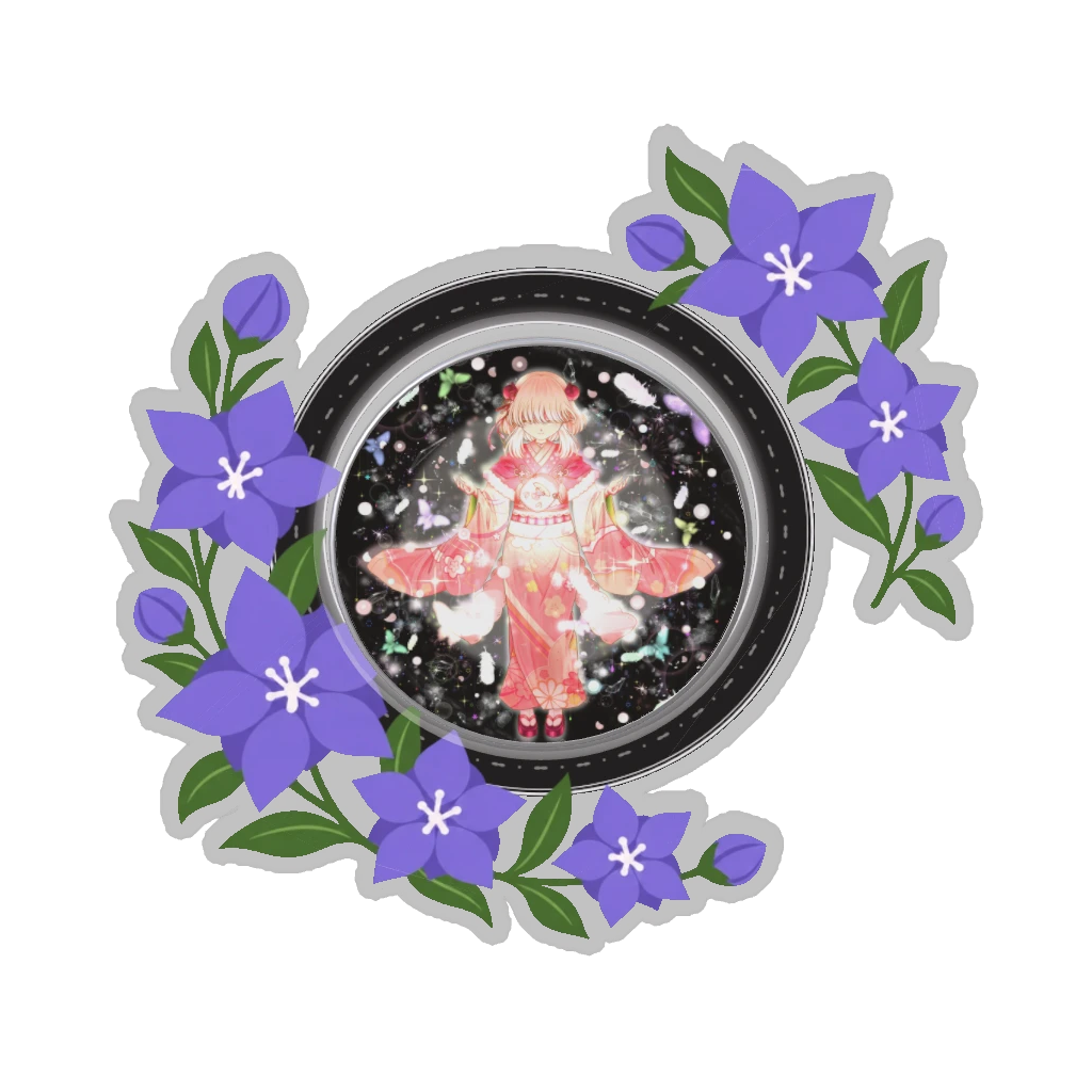ひつじの缶バッジ推しと季節の花 9月・桔梗