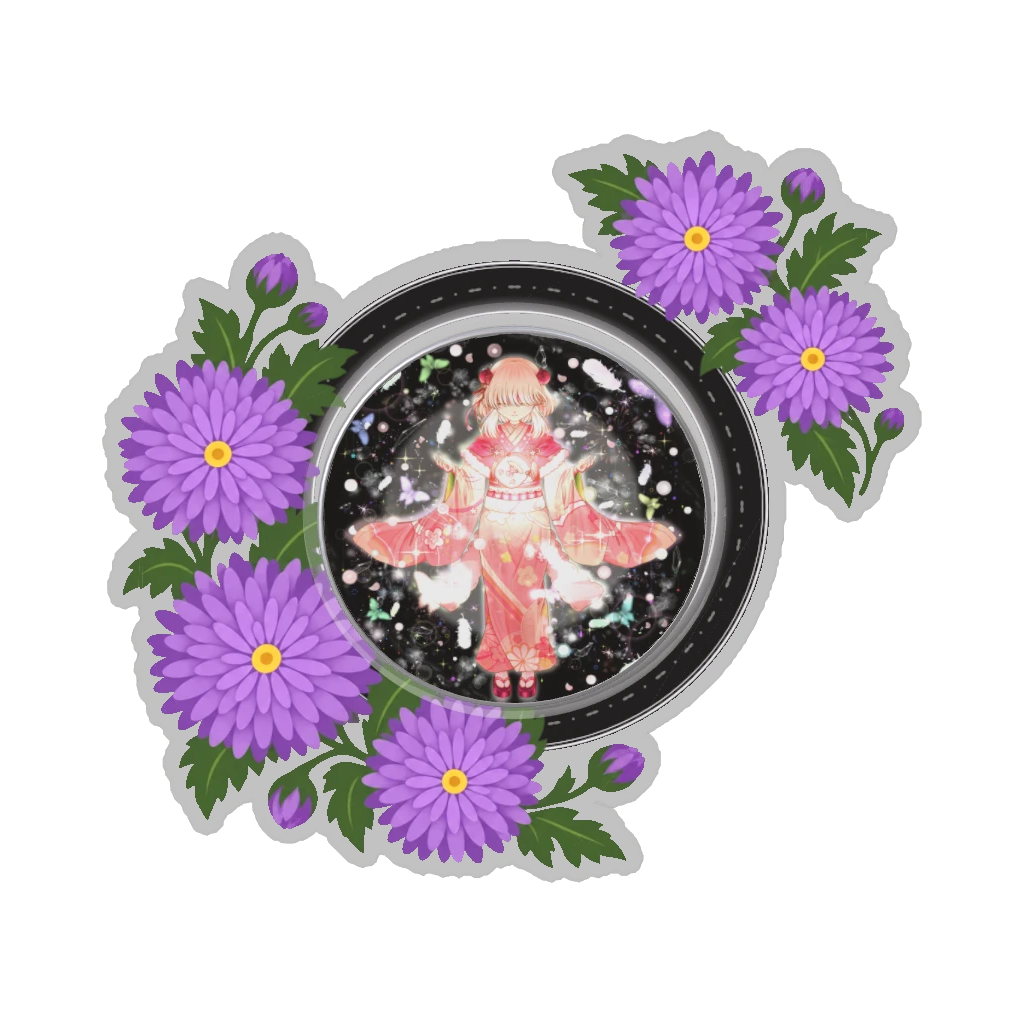 ひつじの缶バッジ推しと季節の花 11月・菊