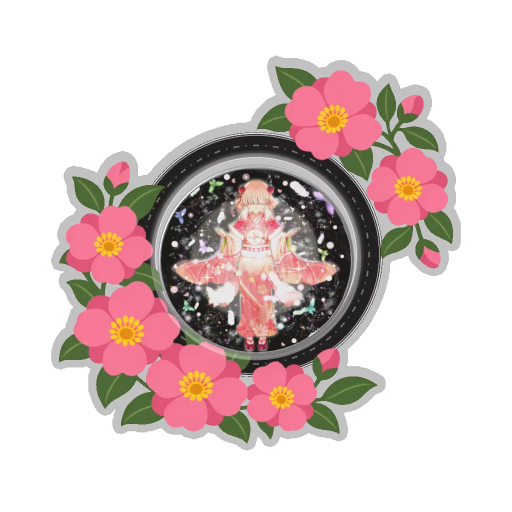 ひつじの缶バッジ推しと季節の花 11月・山茶花