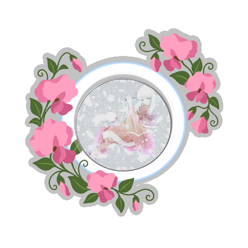 ひつじの缶バッジ推しと季節の花 1月・スイートピー