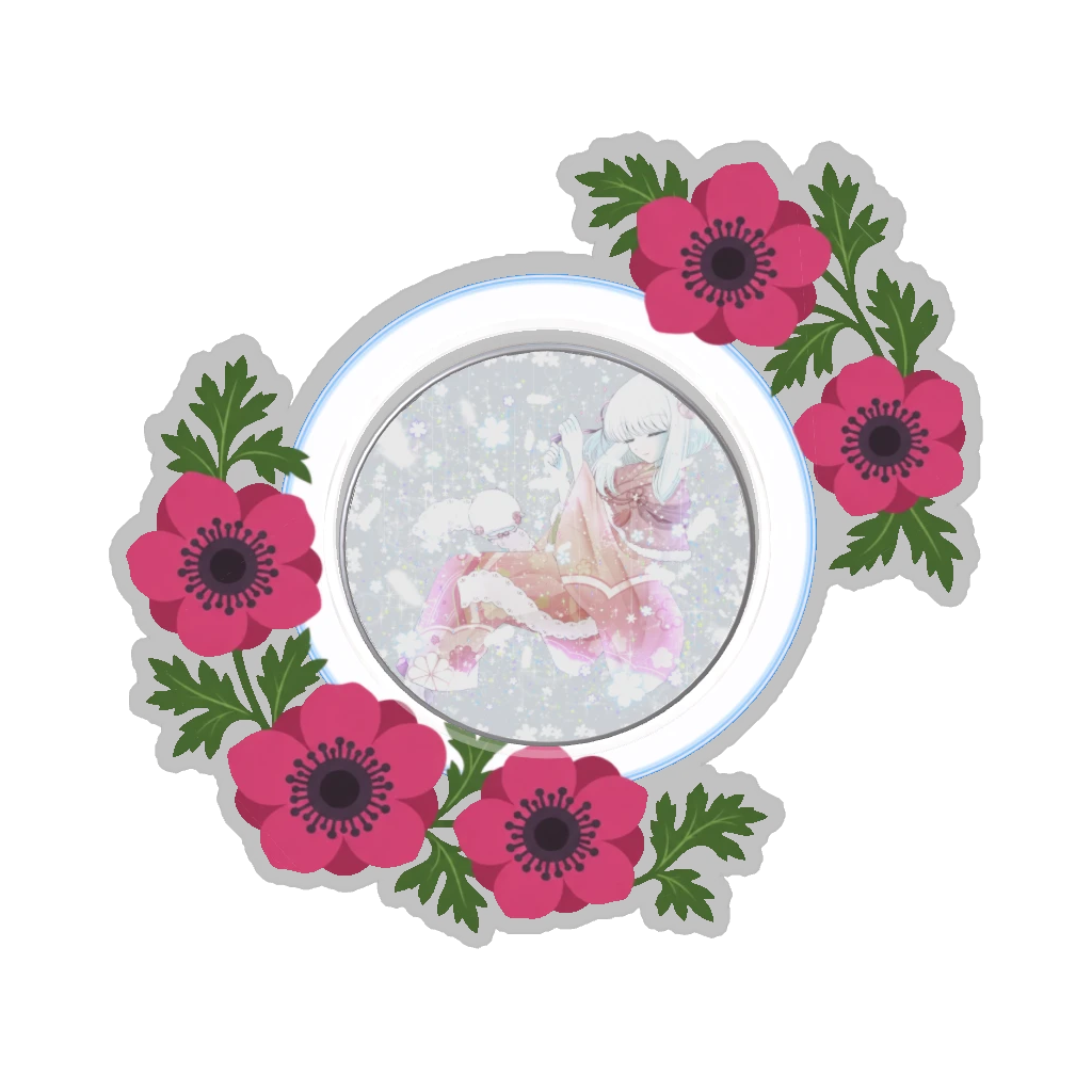 ひつじの缶バッジ推しと季節の花 2月・アネモネ