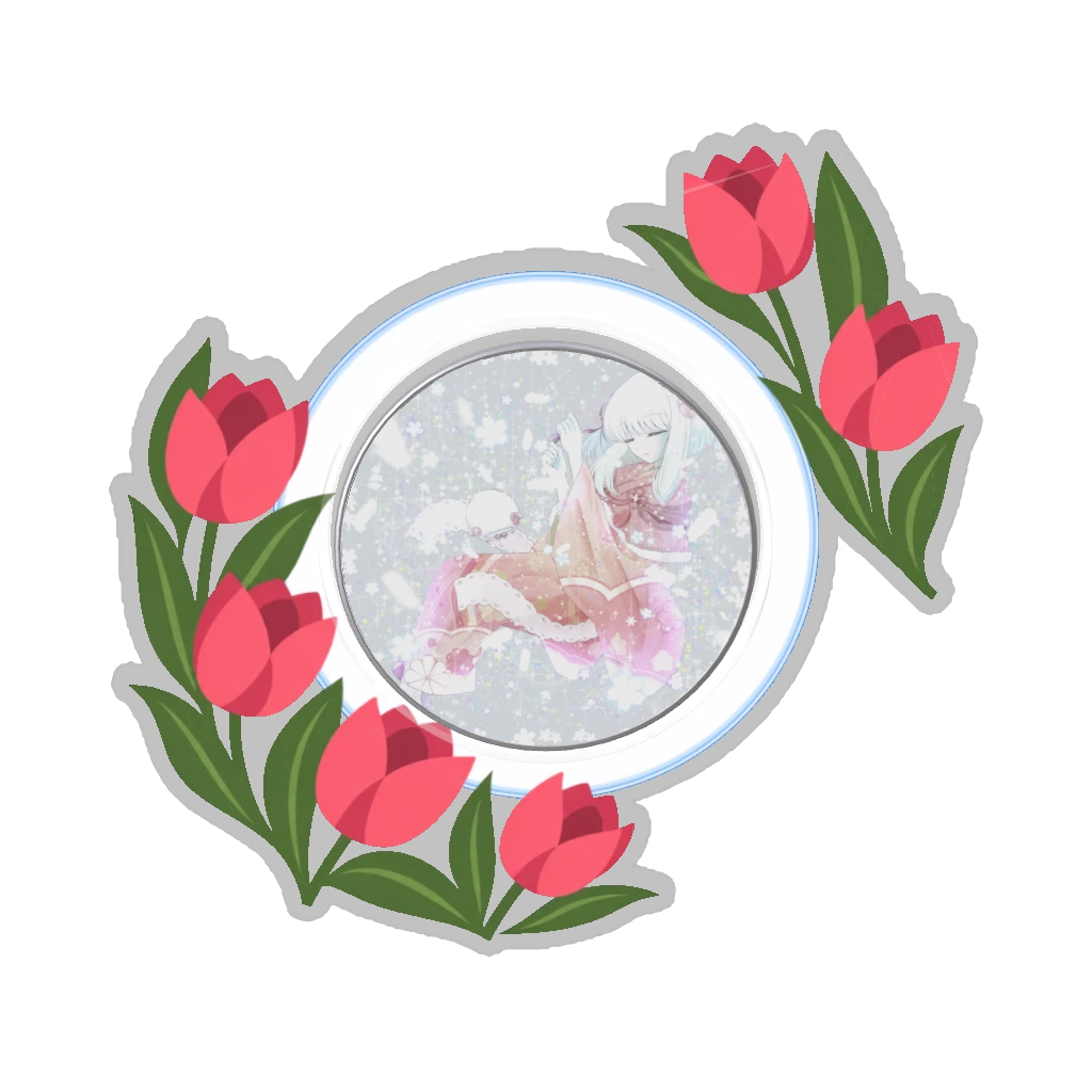 ひつじの缶バッジ推しと季節の花 4月・チューリップ