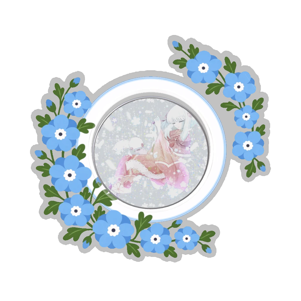 ひつじの缶バッジ推しと季節の花 4月・ネモフィラ
