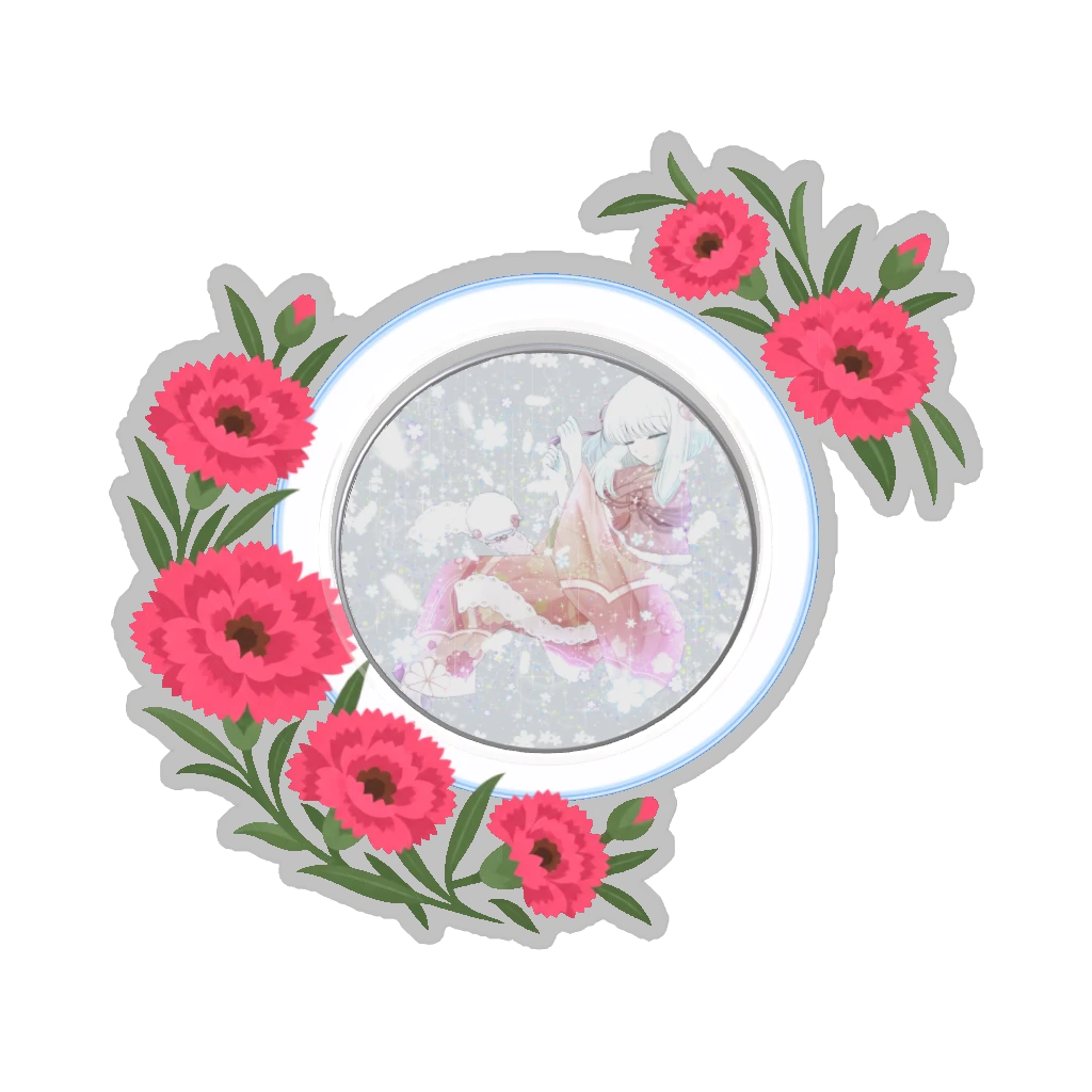 ひつじの缶バッジ推しと季節の花 5月・カーネーション