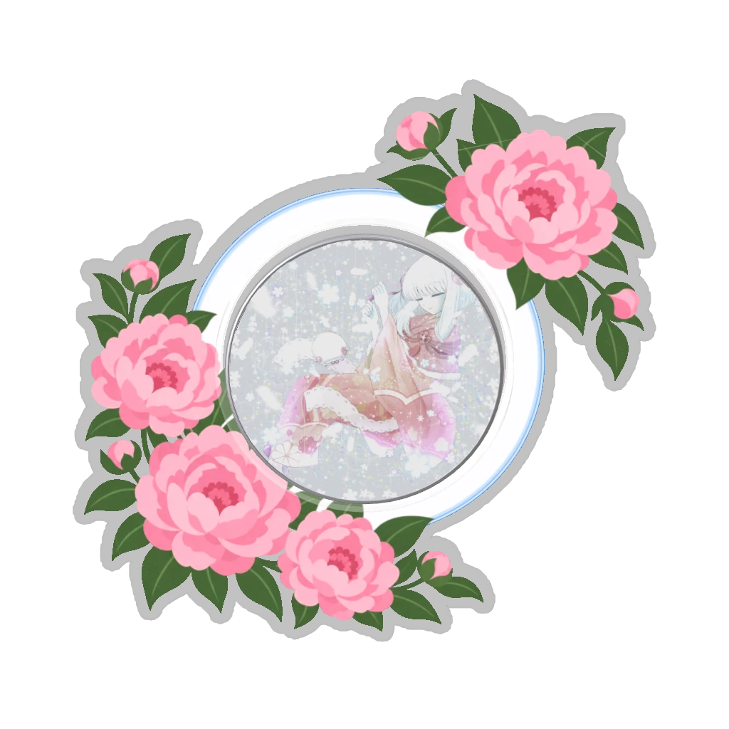ひつじの缶バッジ推しと季節の花 6月・芍薬