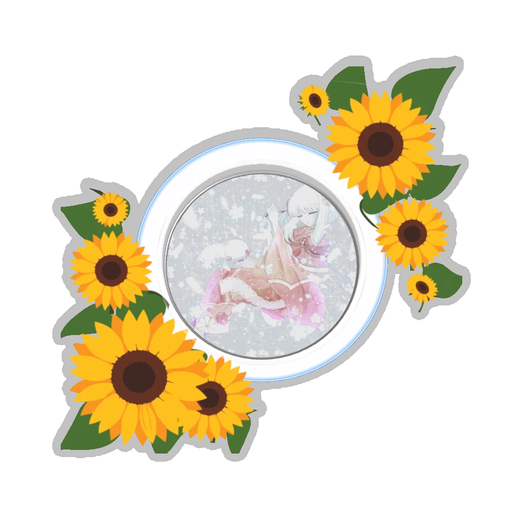 ひつじの缶バッジ推しと季節の花 7月・向日葵