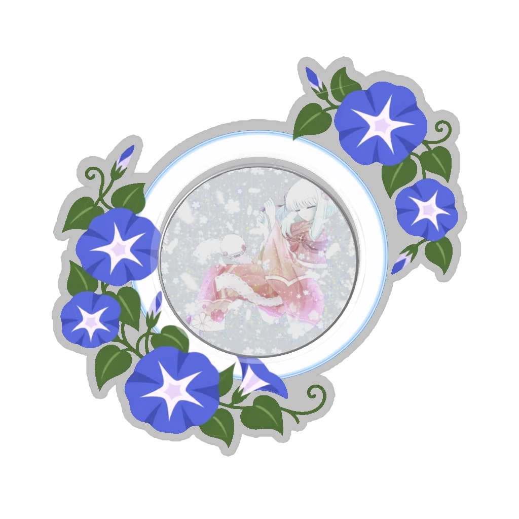 ひつじの缶バッジ推しと季節の花 7月・朝顔