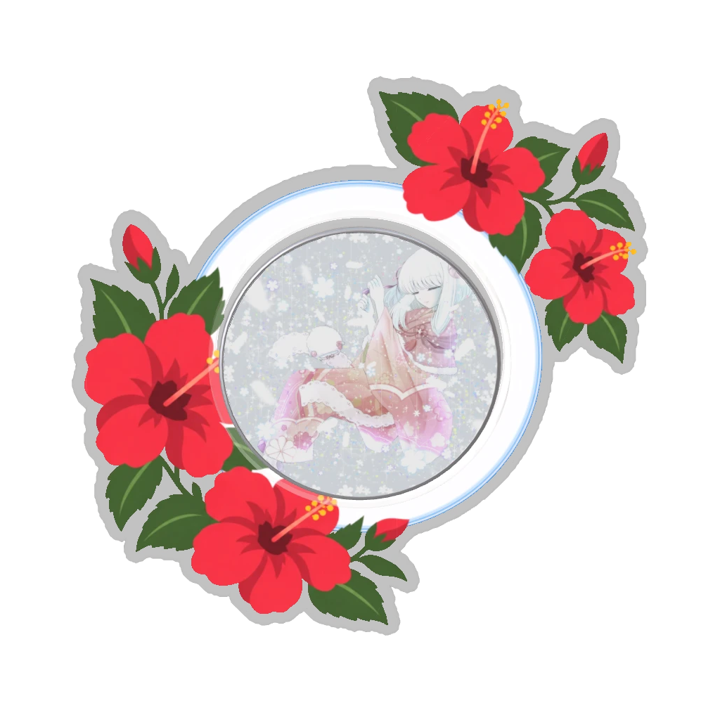 ひつじの缶バッジ推しと季節の花 8月・ハイビスカス