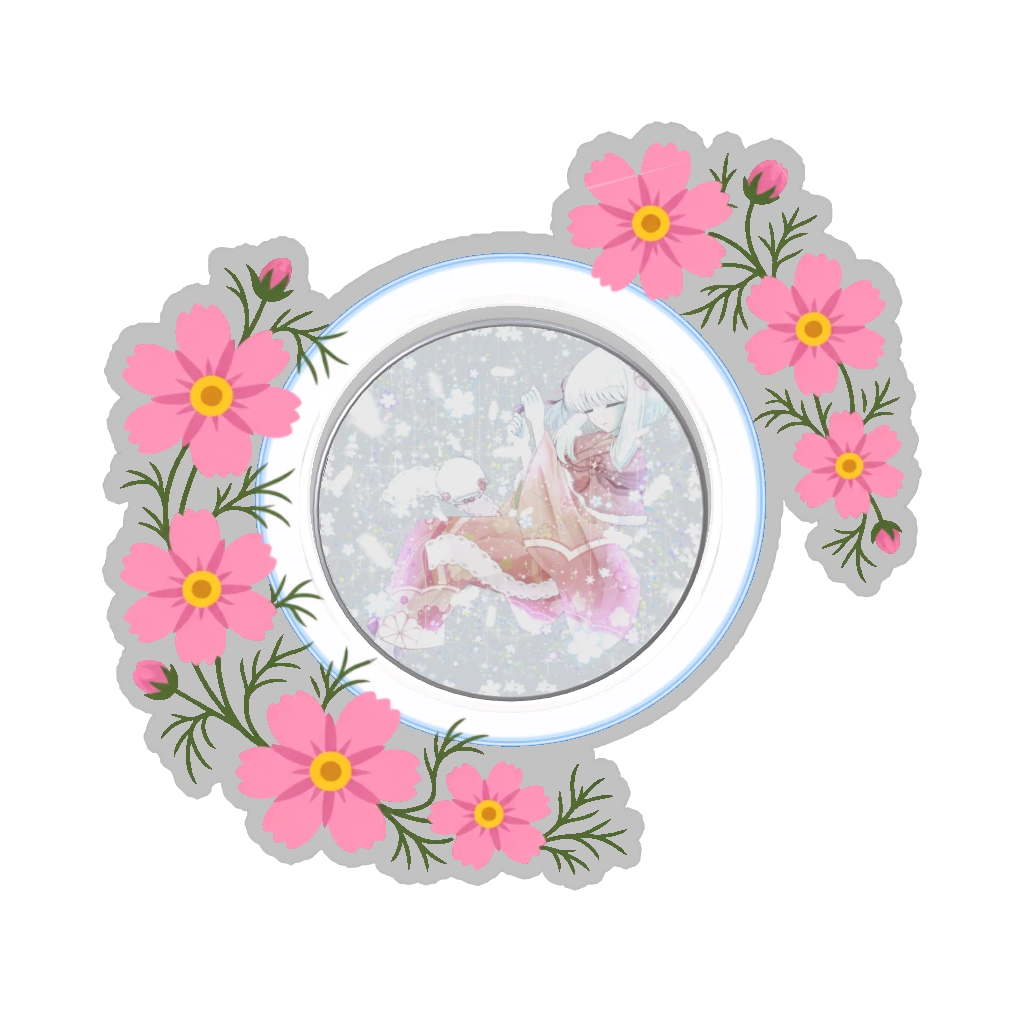 ひつじの缶バッジ推しと季節の花 10月・コスモス