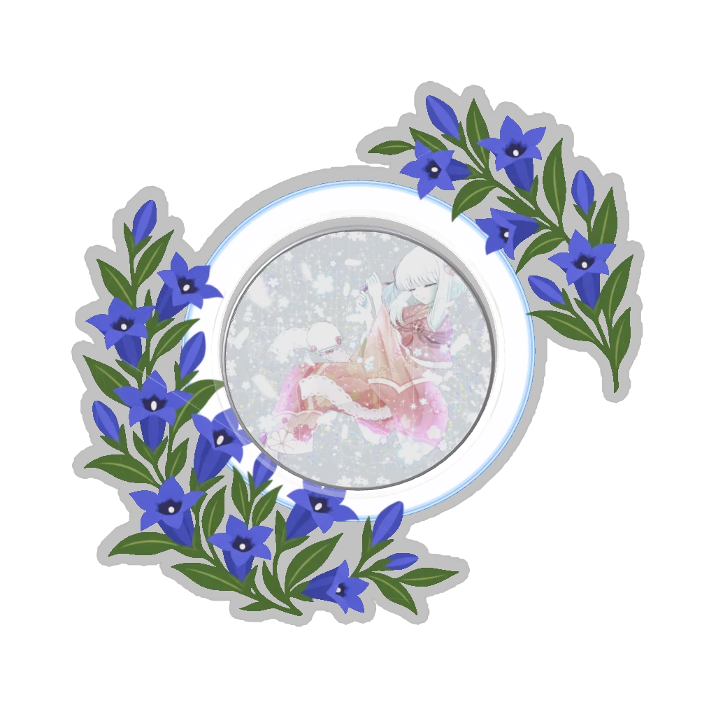 ひつじの缶バッジ推しと季節の花 10月・リンドウ