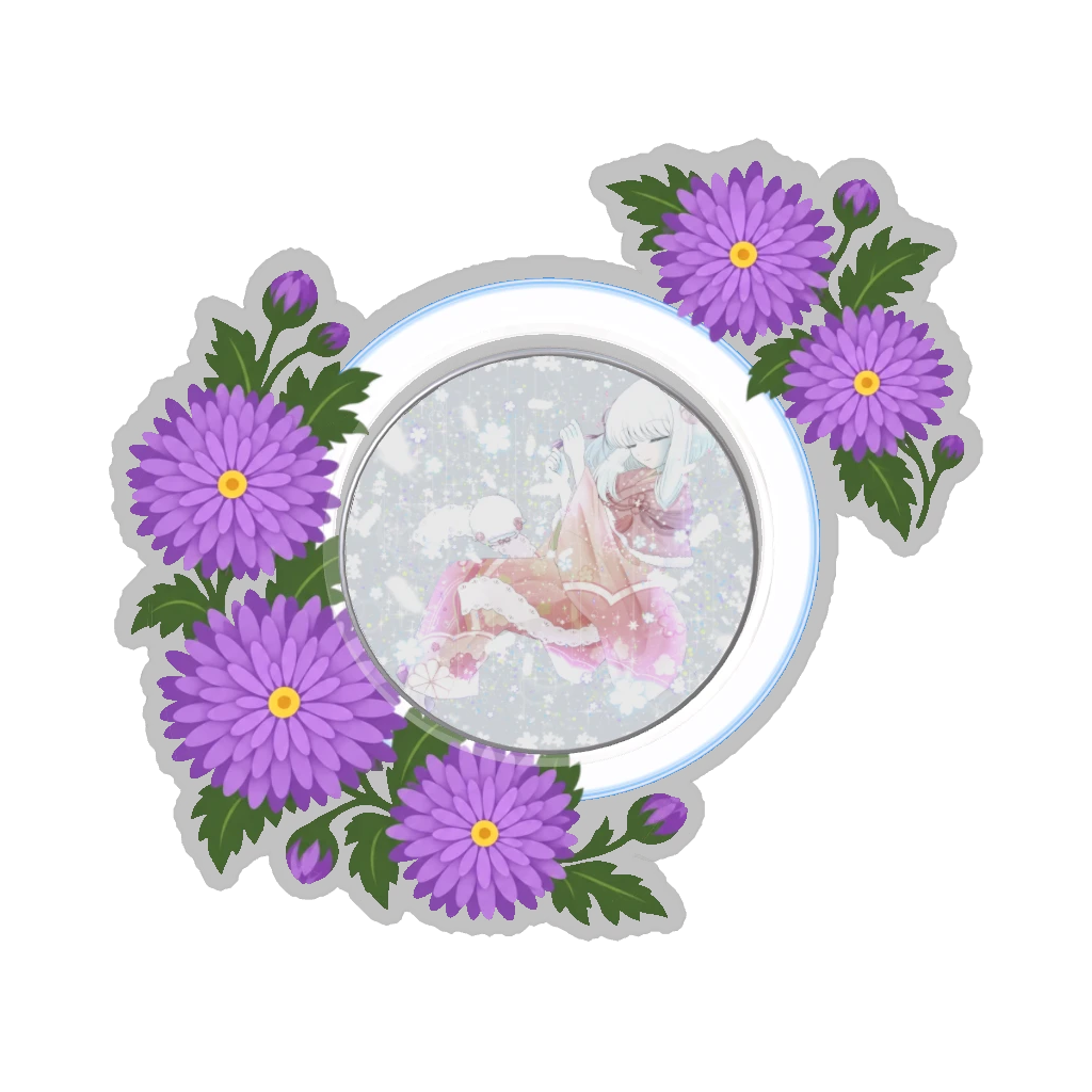 ひつじの缶バッジ推しと季節の花 11月・菊