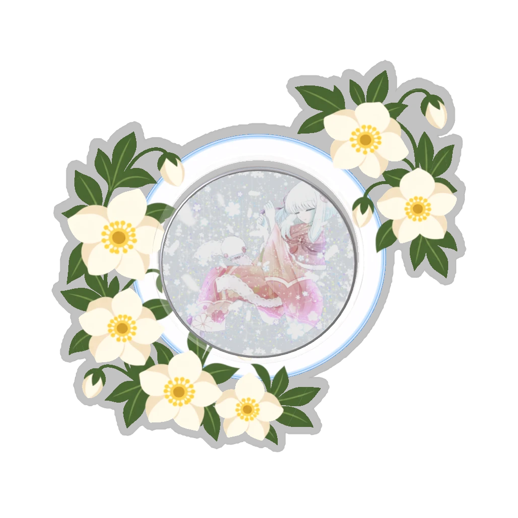 ひつじの缶バッジ推しと季節の花 12月・クリスマスローズ