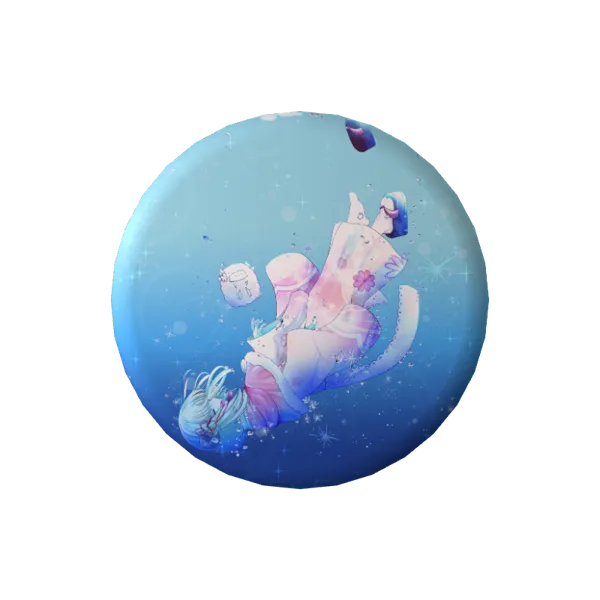 ひつじの缶バッジ(ひつじと蒼い海の星)