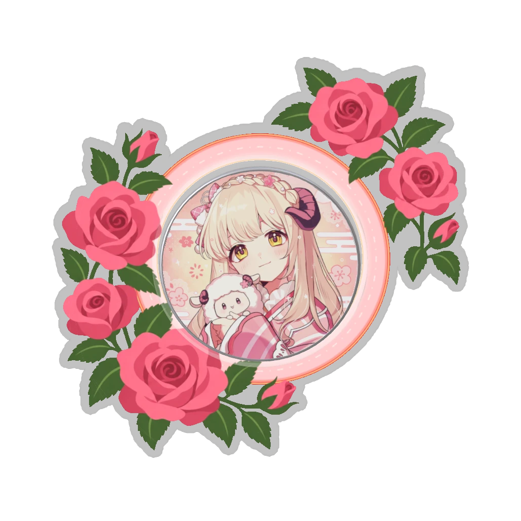 ひつじの缶バッジ推しと季節の花 5月・バラ