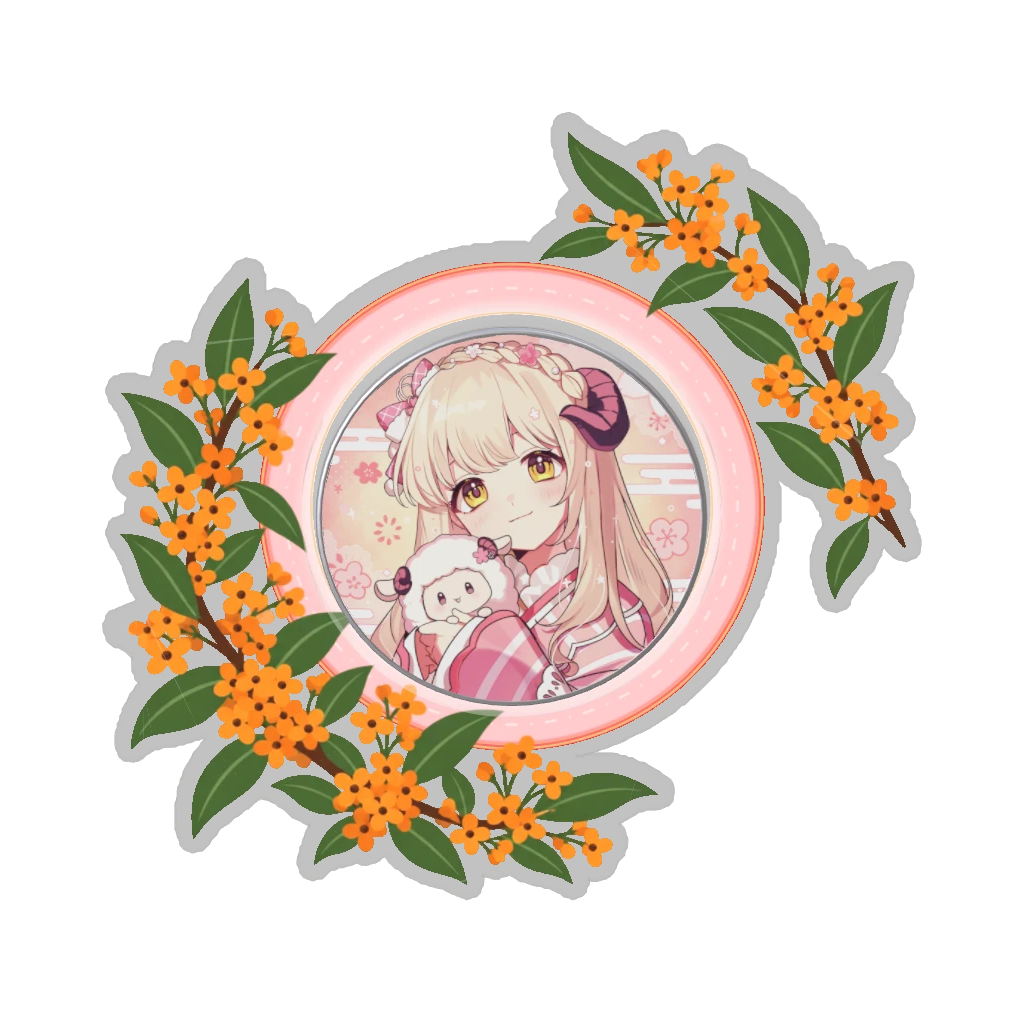 ひつじの缶バッジ推しと季節の花 10月・金木犀