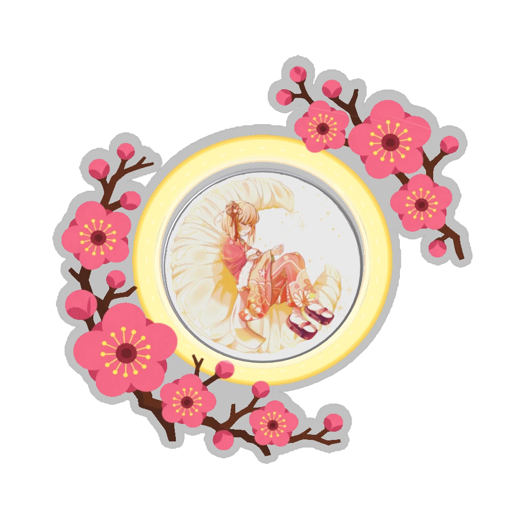 ひつじの缶バッジ推しと季節の花 2月・梅