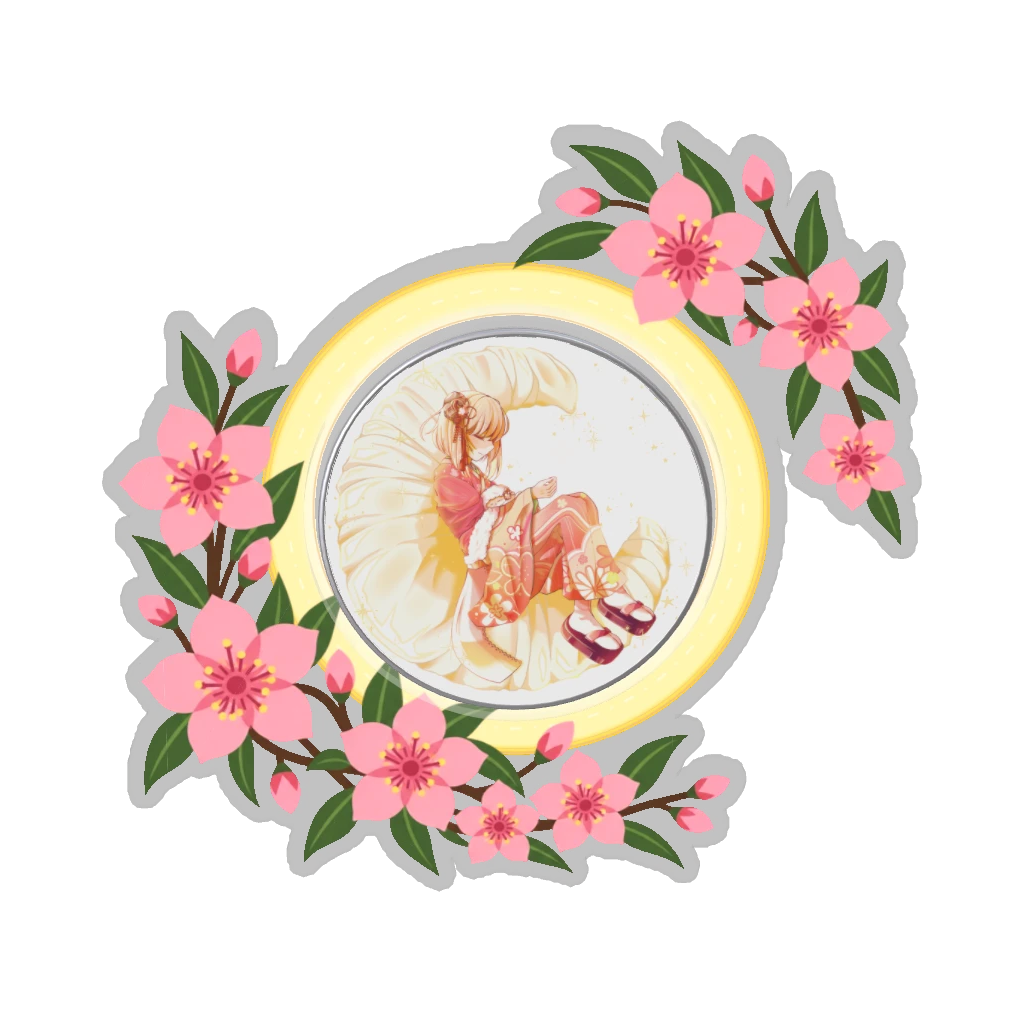 ひつじの缶バッジ推しと季節の花 3月・桃の花