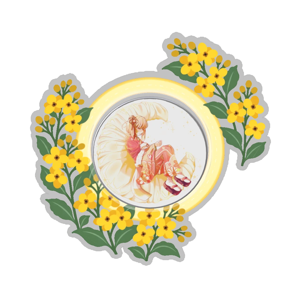 ひつじの缶バッジ推しと季節の花 3月・菜の花