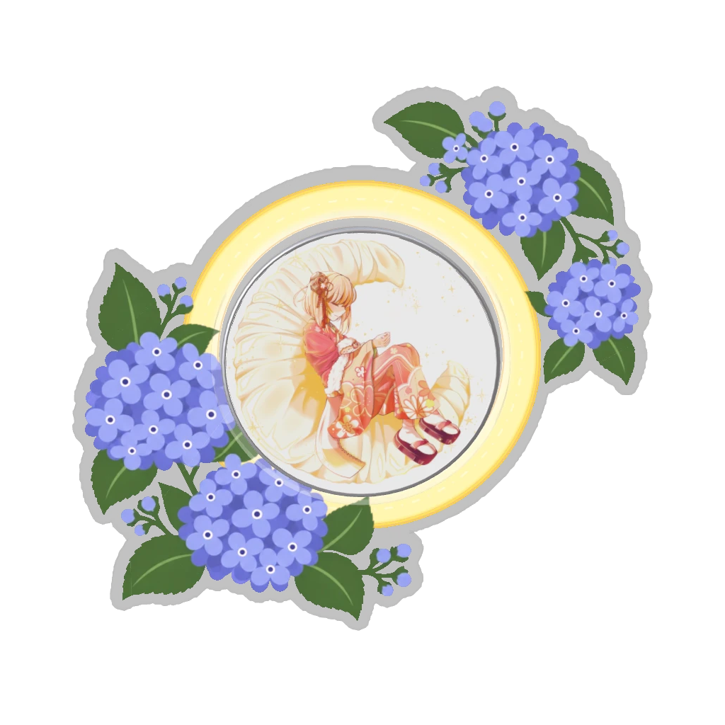 ひつじの缶バッジ推しと季節の花 6月・紫陽花