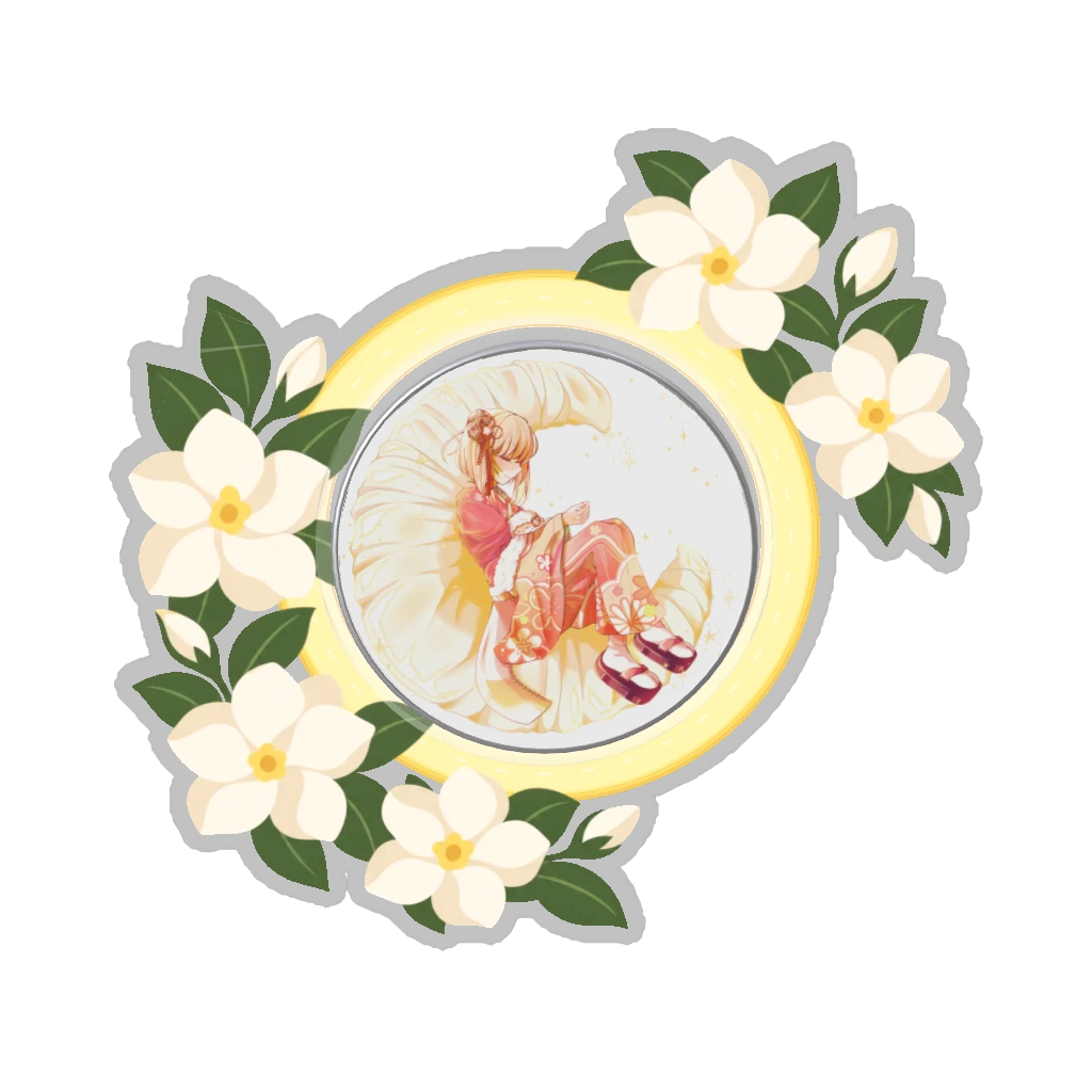 ひつじの缶バッジ推しと季節の花 6月・梔子