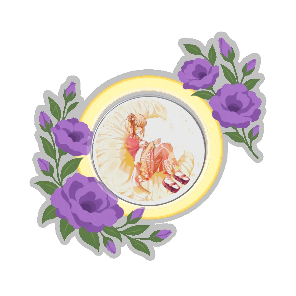 ひつじの缶バッジ推しと季節の花 8月・トルコキキョウ