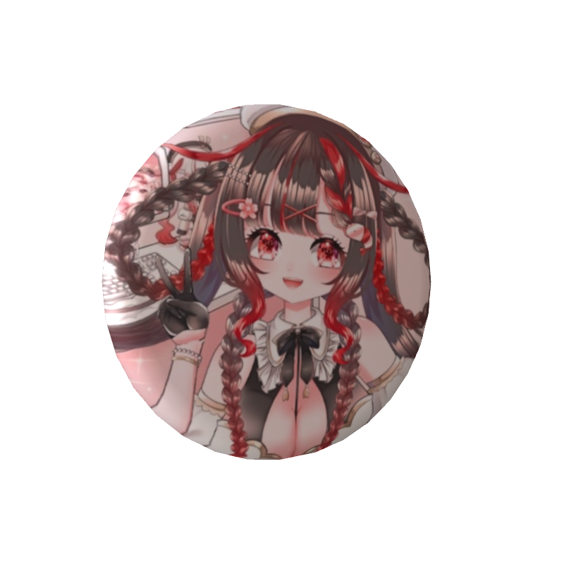 桜結こえびの缶バッジはい、ピース！（黒髪ツインテver）