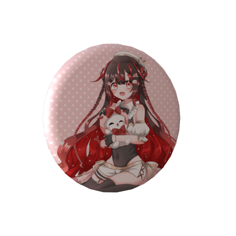桜結こえび3周年Vデビュー1周年えびりんと一緒缶バッジ(黒髪ver)