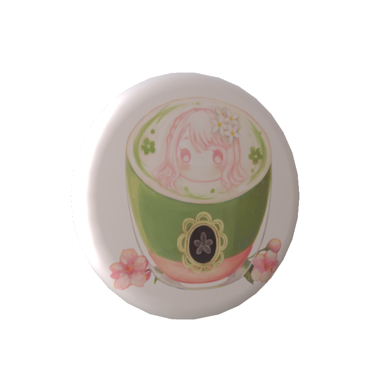 小石夕乃の缶バッジ【桜抹茶ラテ】